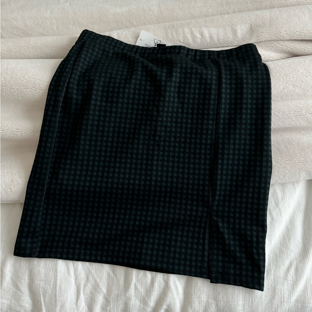 Green Plaid Mini Skirt - Windsor Large